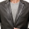 Men Black Leather Blazer | Premium Lambskin Tailored Formal Sport Coat | Luxury Two-Button Smart Casual Professional Evening Outerwear