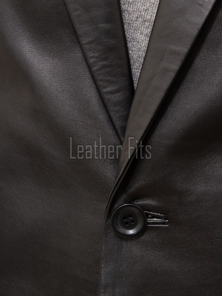 Men Black Leather Blazer | Premium Lambskin Tailored Formal Sport Coat | Luxury Two-Button Smart Casual Professional Evening Outerwear