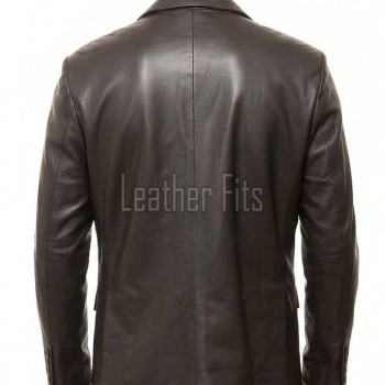 Men Dark Brown Leather Blazer | Premium Sheepskin Tailored Formal Sport Coat | Luxury Two-Button Smart Casual Business Evening Outerwear