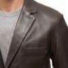 Men Dark Brown Leather Blazer | Premium Sheepskin Tailored Formal Sport Coat | Luxury Two-Button Smart Casual Business Evening Outerwear
