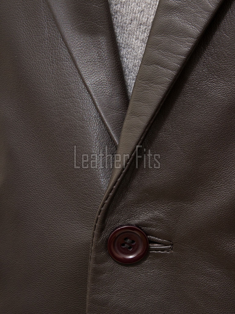 Men Dark Brown Leather Blazer | Premium Sheepskin Tailored Formal Sport Coat | Luxury Two-Button Smart Casual Business Evening Outerwear