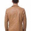 Men Tan Leather Blazer | Premium Lambskin Tailored Formal Sport Coat | Luxury Two-Button Smart Casual Business Evening Outerwear