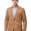 Men Tan Leather Blazer | Premium Lambskin Tailored Formal Sport Coat | Luxury Two-Button Smart Casual Business Evening Outerwear