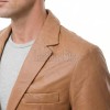 Men Tan Leather Blazer | Premium Lambskin Tailored Formal Sport Coat | Luxury Two-Button Smart Casual Business Evening Outerwear