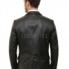 Men Black Leather Blazer | Premium Lambskin Tailored Formal Sport Coat | Luxury Two-Button Smart Casual Business Evening Outerwear