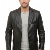 Men Black Leather Blazer | Premium Lambskin Tailored Formal Sport Coat | Luxury Two-Button Smart Casual Business Evening Outerwear
