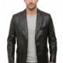 Men Black Leather Blazer | Premium Lambskin Tailored Formal Sport Coat | Luxury Two-Button Smart Casual Business Evening Outerwear