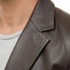 Men Dark Brown Leather Blazer | Premium Sheepskin Tailored Formal Sport Coat | Luxury Two-Button Smart Casual Business Evening Outerwear