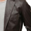 Men Dark Brown Leather Blazer | Premium Sheepskin Tailored Formal Sport Coat | Luxury Two-Button Smart Casual Business Evening Outerwear