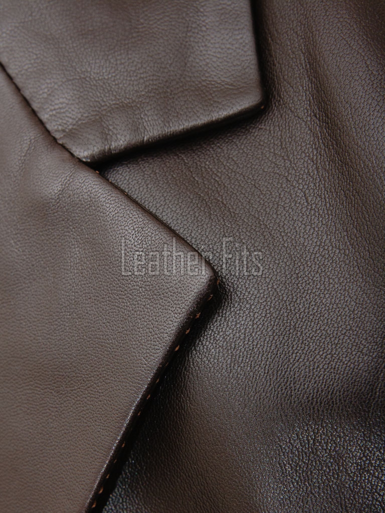 Men Dark Brown Leather Blazer | Premium Sheepskin Tailored Formal Sport Coat | Luxury Two-Button Smart Casual Business Evening Outerwear
