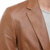 Men Cognac Tan Leather Blazer | Premium Lambskin Tailored Formal Sport Coat | Luxury Two-Button Smart Casual Business Evening Outerwear