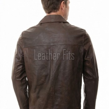 Men Distressed Brown Leather Blazer | Premium Sheepskin Tailored Car Coat | Luxury Multi-Button Smart Casual Business Urban Outerwear