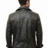 Men Black Leather Peacoat Blazer | Premium Sheepskin Tailored Double Breasted Jacket | Luxury Smart Casual Business Urban Military Outerwear