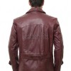 Men Burgundy Leather Peacoat Blazer | Premium Sheepskin Tailored Double Breasted Jacket | Luxury Smart Casual Business Urban Outerwear