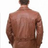 Men Tan Leather Peacoat Blazer | Premium Sheepskin Tailored Double Breasted Jacket | Luxury Smart Casual Business Urban Outerwear