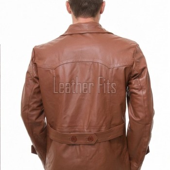 Men Tan Leather Peacoat Blazer | Premium Sheepskin Tailored Double Breasted Jacket | Luxury Smart Casual Business Urban Outerwear