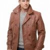 Men Tan Leather Peacoat Blazer | Premium Sheepskin Tailored Double Breasted Jacket | Luxury Smart Casual Business Urban Outerwear