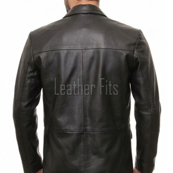Men Black Leather Blazer | Premium Lambskin Tailored Single Breasted Jacket | Luxury Smart Casual Business Evening Outerwear
