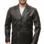 Men Black Leather Blazer | Premium Lambskin Tailored Single Breasted Jacket | Luxury Smart Casual Business Evening Outerwear