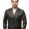 Men Black Leather Blazer | Premium Lambskin Tailored Single Breasted Jacket | Luxury Smart Casual Business Evening Outerwear