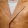 Men Tan Leather Blazer | Premium Sheepskin Tailored Single Breasted Jacket | Luxury Smart Casual Business Evening Outerwear