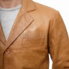 Men Tan Leather Blazer | Premium Sheepskin Tailored Single Breasted Jacket | Luxury Smart Casual Business Evening Outerwear