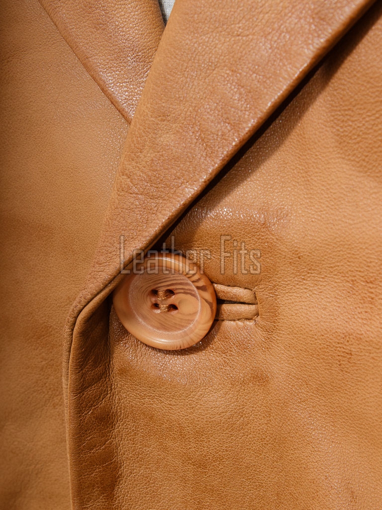 Men Tan Leather Blazer | Premium Sheepskin Tailored Single Breasted Jacket | Luxury Smart Casual Business Evening Outerwear