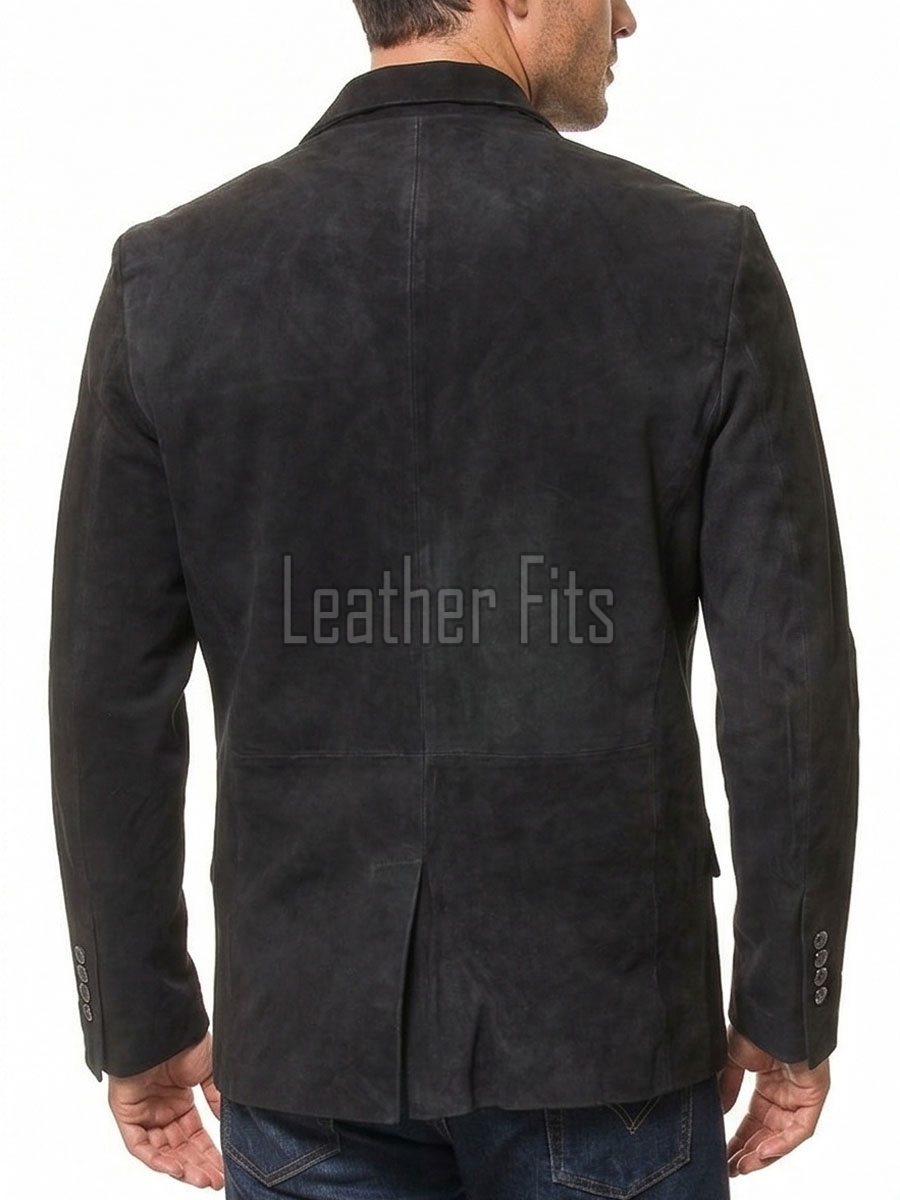 Men Black Suede Leather Blazer | Premium Goatskin Tailored Sport Coat | Luxury Single Breasted Smart Casual Business Evening Outerwear