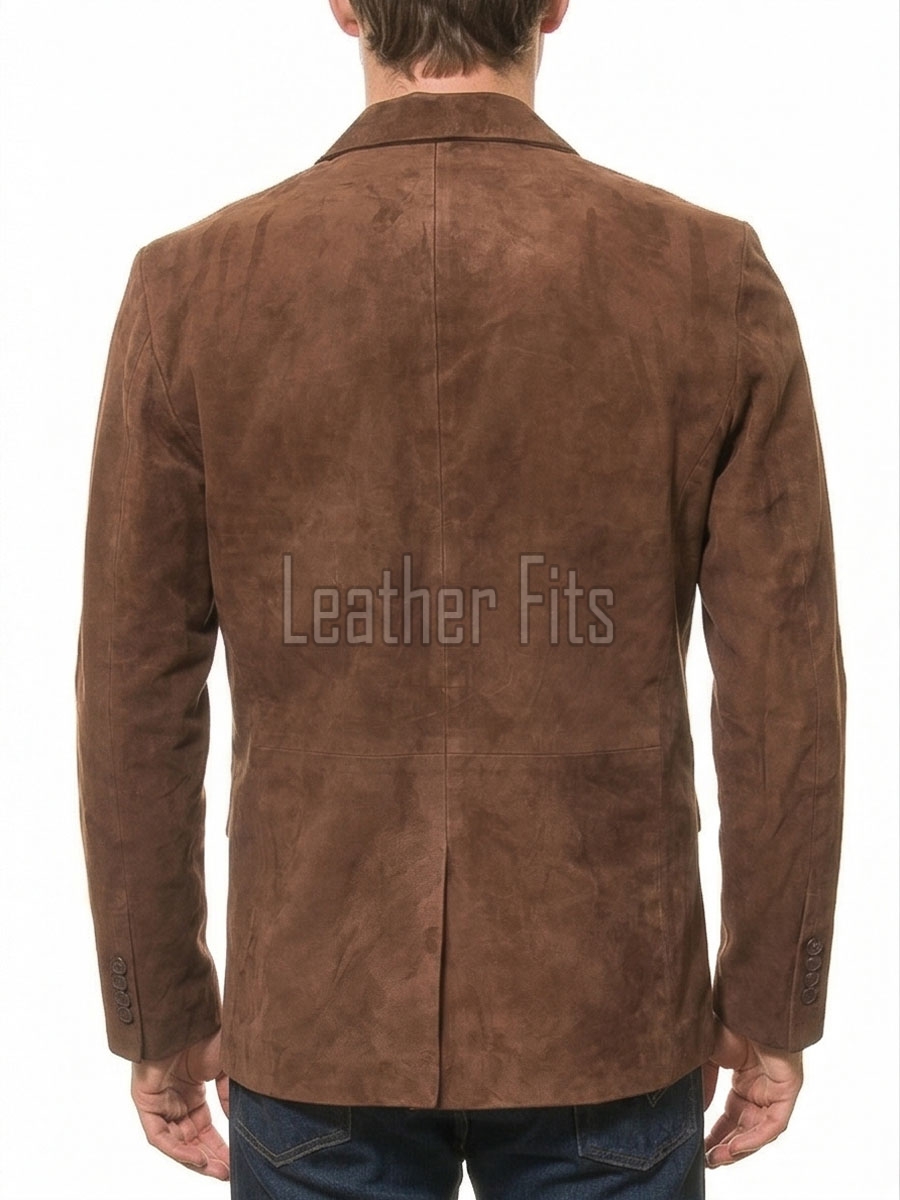 Men Brown Suede Leather Blazer | Premium Goatskin Tailored Sport Coat | Luxury Single Breasted Smart Casual Business Evening Outerwear