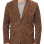 Men Brown Suede Leather Blazer | Premium Goatskin Tailored Sport Coat | Luxury Single Breasted Smart Casual Business Evening Outerwear