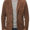 Men Brown Suede Leather Blazer | Premium Goatskin Tailored Sport Coat | Luxury Single Breasted Smart Casual Business Evening Outerwear