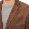 Men Brown Suede Leather Blazer | Premium Goatskin Tailored Sport Coat | Luxury Single Breasted Smart Casual Business Evening Outerwear