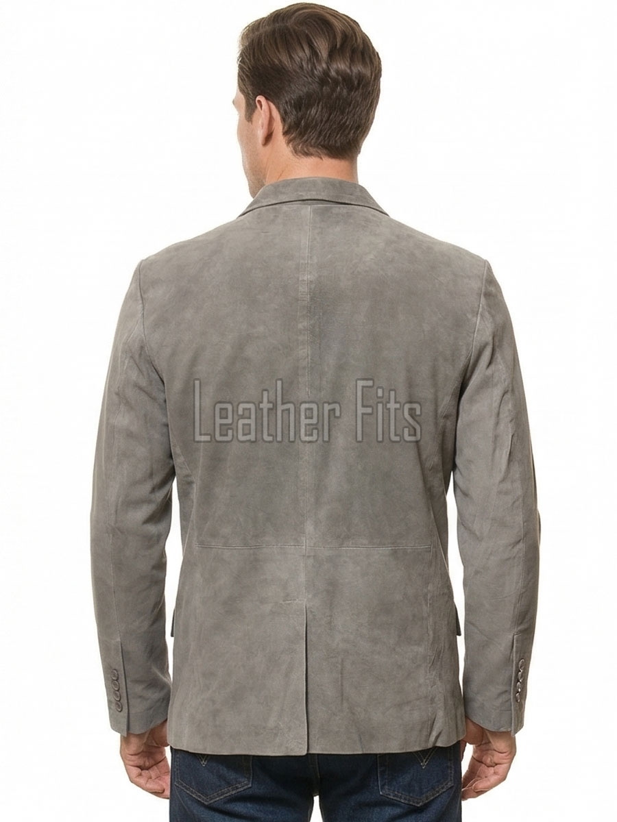 Men Grey Suede Leather Blazer | Premium Goatskin Tailored Sport Coat | Luxury Single Breasted Smart Casual Business Evening Outerwear