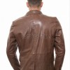 Men Brown Leather Blazer | Premium Sheepskin Tailored Sport Coat | Luxury Single Breasted Smart Casual Business Evening Outerwear