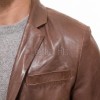 Men Brown Leather Blazer | Premium Sheepskin Tailored Sport Coat | Luxury Single Breasted Smart Casual Business Evening Outerwear