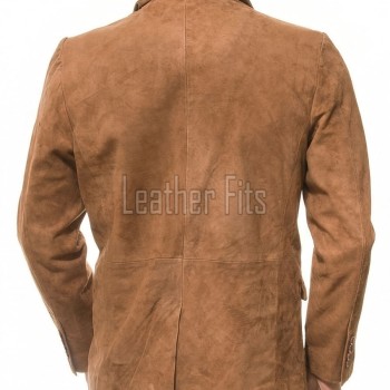 Men Tan Suede Leather Blazer | Premium Goatskin Tailored Sport Coat | Luxury Single Breasted Smart Casual Business Evening Outerwear