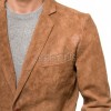 Men Tan Suede Leather Blazer | Premium Goatskin Tailored Sport Coat | Luxury Single Breasted Smart Casual Business Evening Outerwear