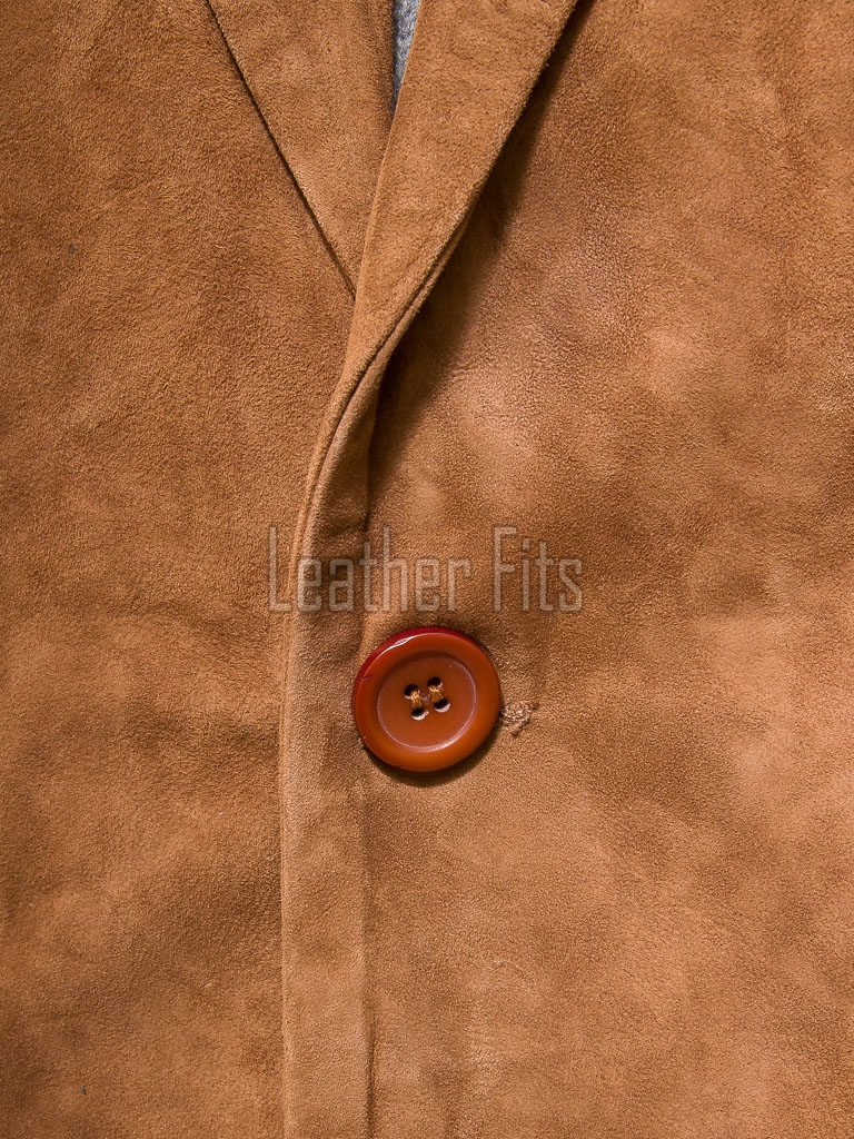 Men Tan Suede Leather Blazer | Premium Goatskin Tailored Sport Coat | Luxury Single Breasted Smart Casual Business Evening Outerwear
