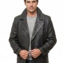 Men Black Leather Blazer Jacket | Premium Sheepskin Double Breasted Tailored Pea Coat | Luxury Business Casual Military Inspired Outerwear