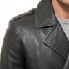Men Black Leather Blazer Jacket | Premium Sheepskin Double Breasted Tailored Pea Coat | Luxury Business Casual Military Inspired Outerwear