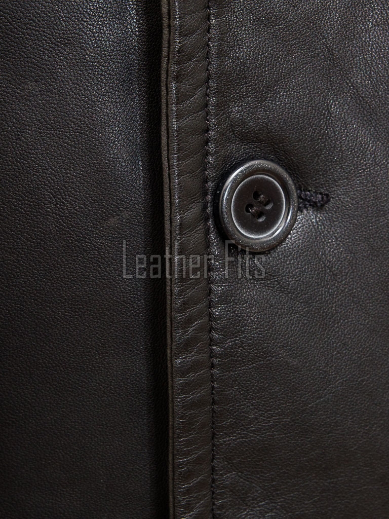 Men Black Leather Blazer Jacket | Premium Sheepskin Double Breasted Tailored Pea Coat | Luxury Business Casual Military Inspired Outerwear