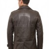 Men Dark Brown Leather Blazer Jacket | Premium Sheepskin Double Breasted Tailored Pea Coat | Luxury Business Casual Military Outerwear