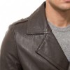 Men Dark Brown Leather Blazer Jacket | Premium Sheepskin Double Breasted Tailored Pea Coat | Luxury Business Casual Military Outerwear