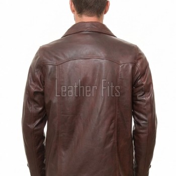 Men Oxblood Brown Leather Blazer Jacket | Premium Sheepskin Tailored Car Coat | Luxury Single Breasted Casual Business Outerwear