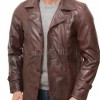 Men Oxblood Brown Leather Blazer Jacket | Premium Sheepskin Tailored Car Coat | Luxury Single Breasted Casual Business Outerwear