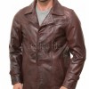 Men Oxblood Brown Leather Blazer Jacket | Premium Sheepskin Tailored Car Coat | Luxury Single Breasted Casual Business Outerwear