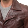 Men Oxblood Brown Leather Blazer Jacket | Premium Sheepskin Tailored Car Coat | Luxury Single Breasted Casual Business Outerwear