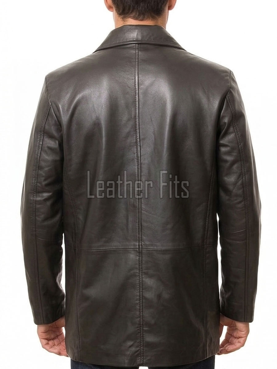Men Dark Espresso Leather Blazer Jacket | Premium Lambskin Tailored Car Coat | Luxury Single Breasted Casual Business Outerwear