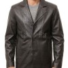 Men Dark Espresso Leather Blazer Jacket | Premium Lambskin Tailored Car Coat | Luxury Single Breasted Casual Business Outerwear
