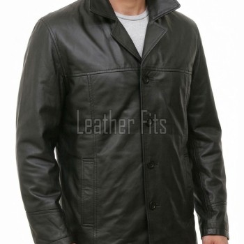 Men Black Leather Blazer Jacket | Premium Lambskin Tailored Car Coat | Luxury Single Breasted Casual Business Outerwear